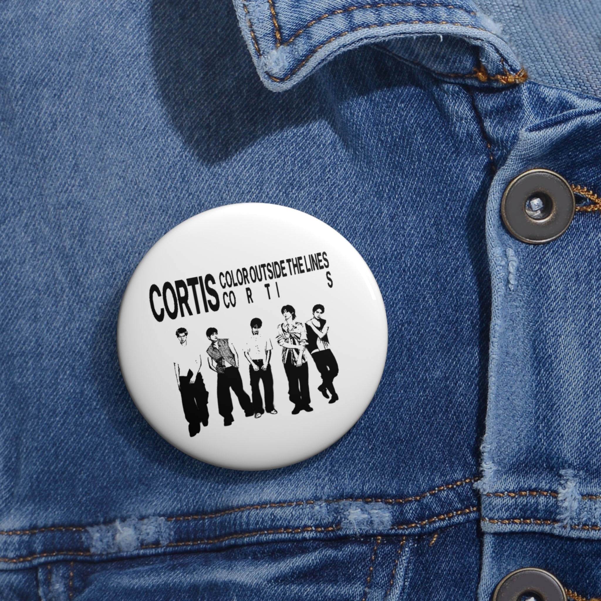 Band Photo Pin Button — 'Color Outside the Lines' Retro Fan Badge