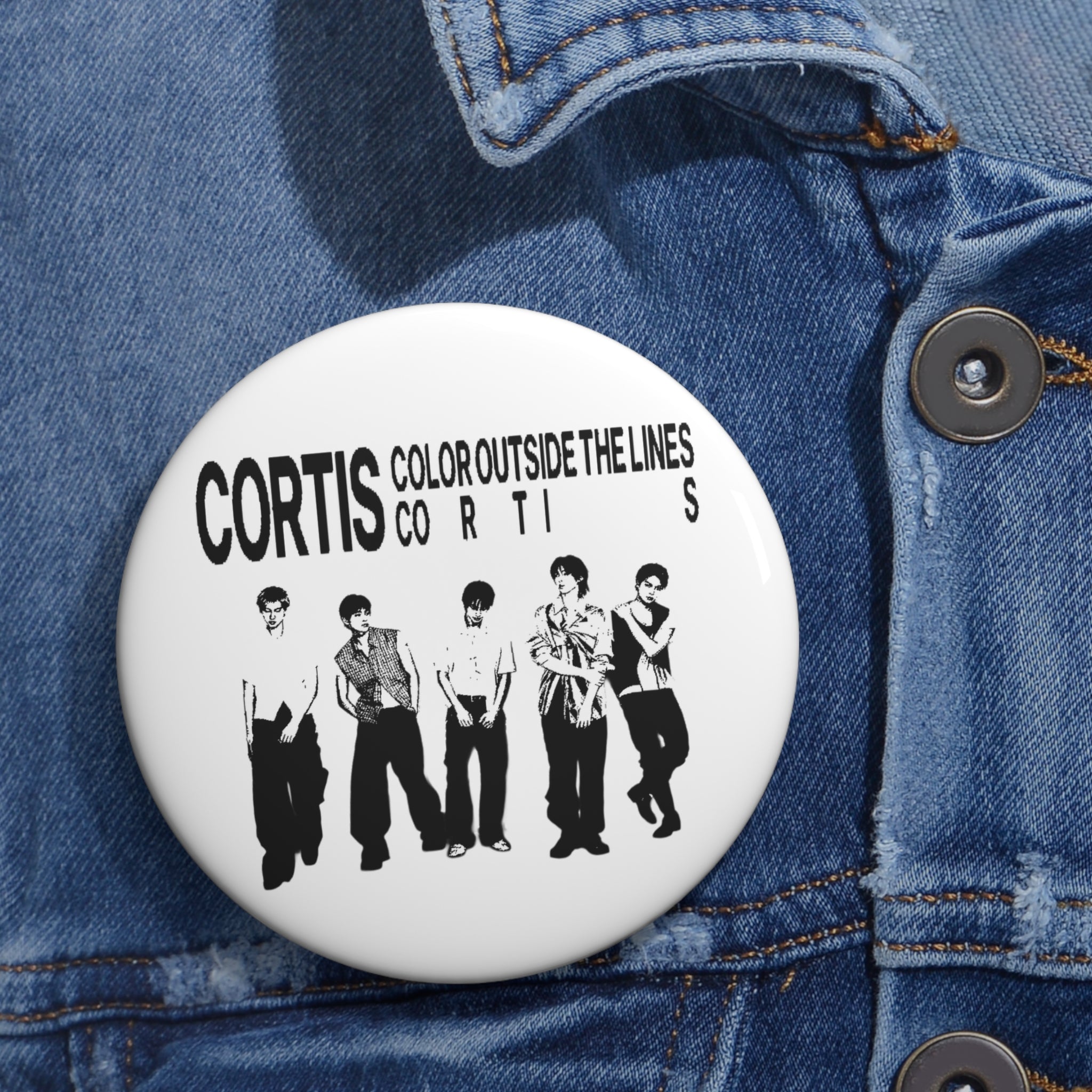 Band Photo Pin Button — 'Color Outside the Lines' Retro Fan Badge